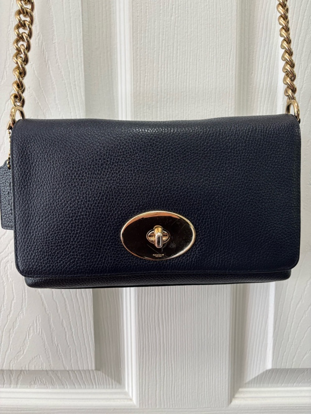 Coach C1581-53083 Crosstown Black Polished Pebbled Leather Crossbody in EUC